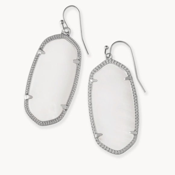 Kendra Scott Danielle Ivory Mother of Pearl in rhodium drop statement earrings ! - Picture 9 of 9